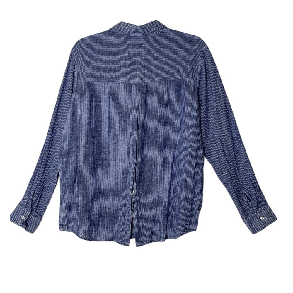 RAILS Shirt Womens Large Blue Sydney Button Up Long Sleeve Career Linen Blend - Picture 2 of 9
